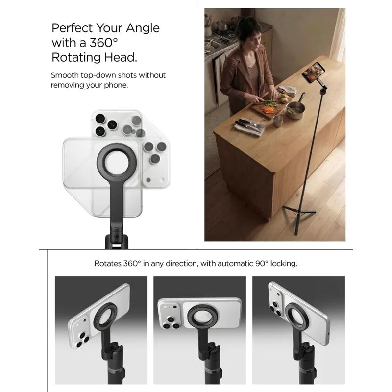 Spigen S582W MagSafe Bluetooth asmenukių lazda-trikojis – išmaniojo telefono trikojis / asmenukių lazdos laikiklis (juodas)