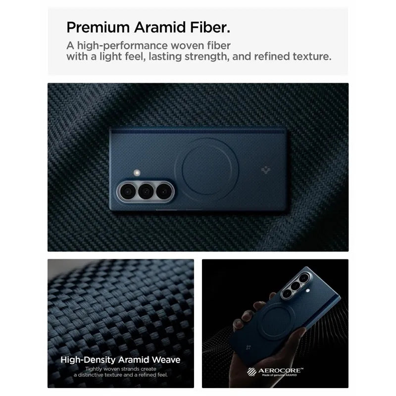 Spigen AirSkin Aramid MagSafe – dėklas Samsung Galaxy Z Fold 8 Ultra (tamsiai mėlynas)