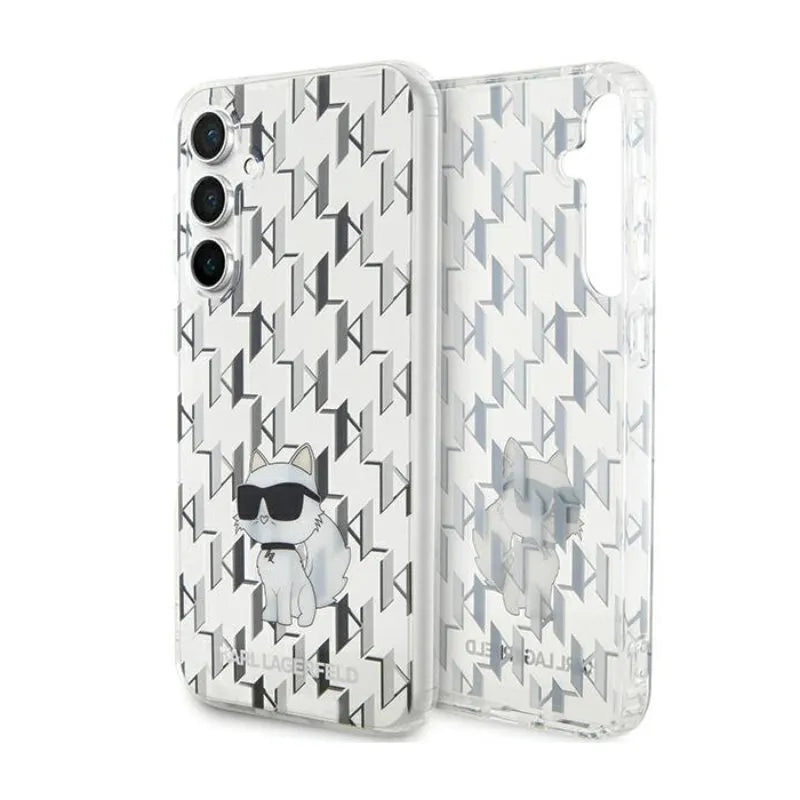 Karl Lagerfeld Monogram Choupette – dėklas Samsung Galaxy S23 FE (skaidrus)