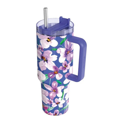 Quokka Stream – 1200 ml nerūdijančio plieno termo puodelis su šiaudeliu (Flower Dusk)