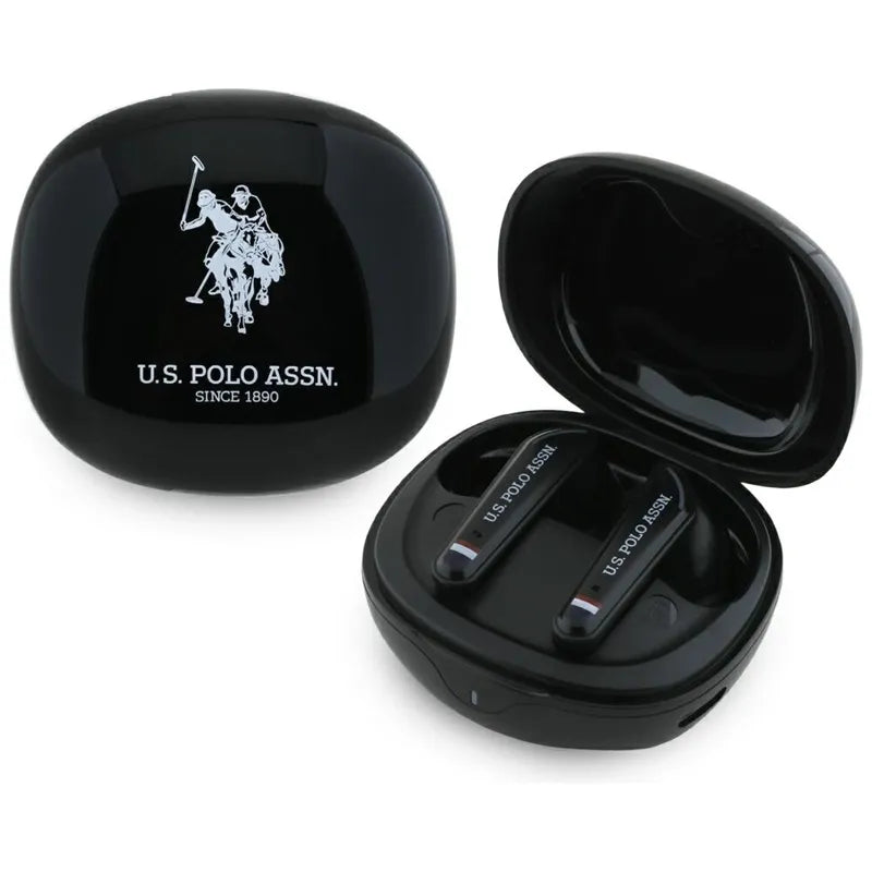 US Polo Assn DH Logo – TWS ausinės + įkrovimo dėklas (juodos)