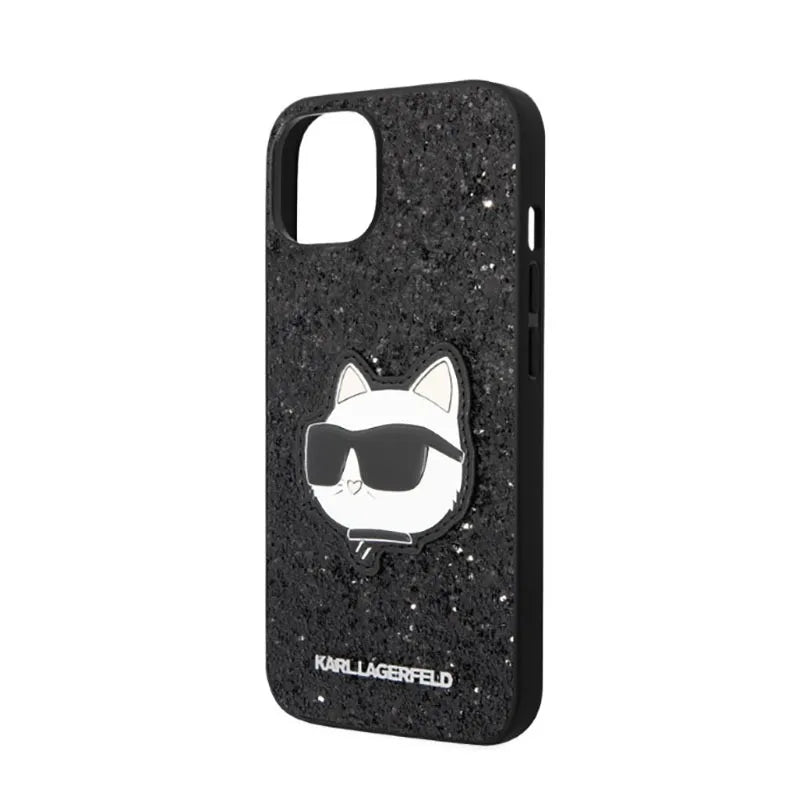 Karl Lagerfeld NFT Glitter Choupette Patch – dėklas iPhone 14 Plus (juodas)