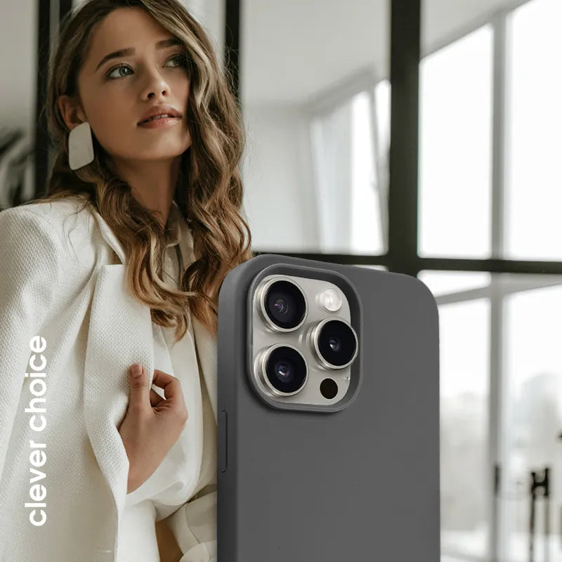 Crong Color Cover Magnetic – apsauginis dėklas „iPhone 15 Pro“ su „MagSafe“ (titano spalvos)