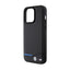 BMW Leather Carbon Blue Line – dėklas iPhone 15 Pro Max (juodas)