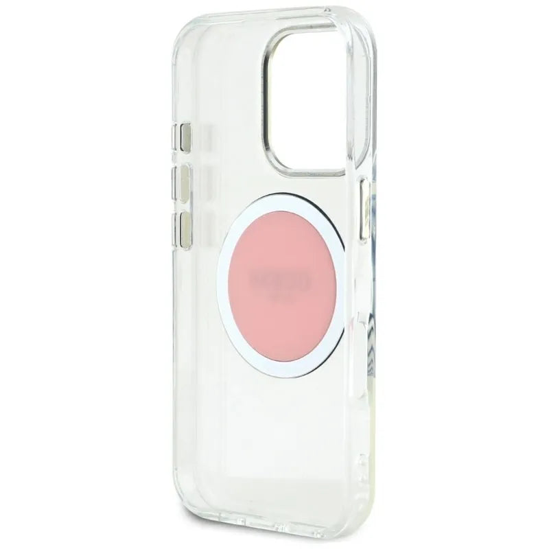 Guess IML Metal Colored Circle Classic Logo MagSafe - Dėklas iPhone 16 Pro Max (rožinis)