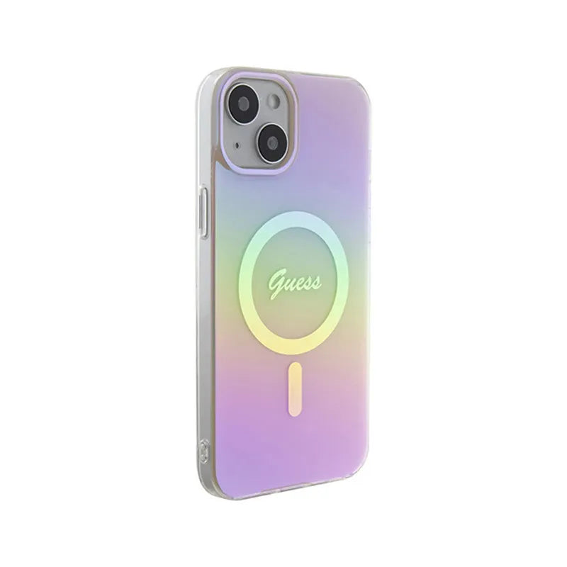 Guess IML Iridescent MagSafe – dėklas iPhone 15 Plus (rožinis)
