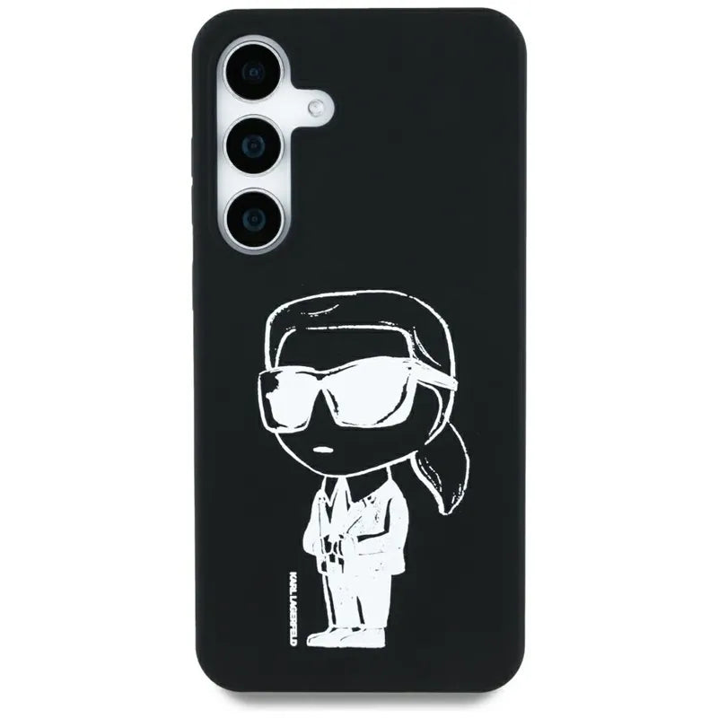Karl Lagerfeld Silicone Graffiti Ikonik Printed Logo MagSafe dėklas Samsung Galaxy S25 (juodas)