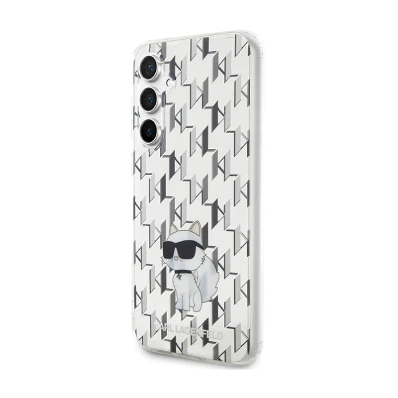 Karl Lagerfeld Monogram Choupette – dėklas Samsung Galaxy S23 FE (skaidrus)