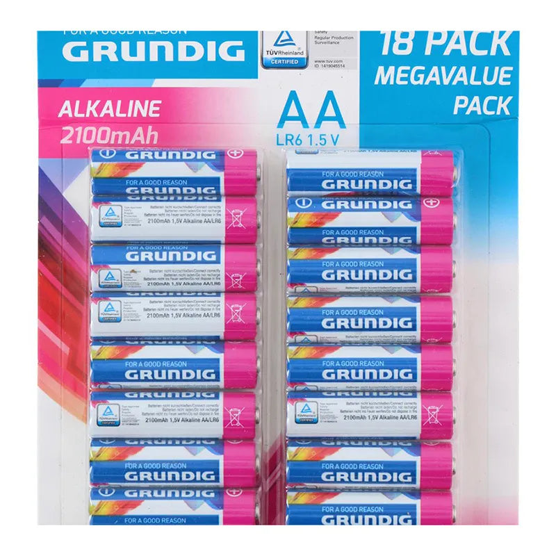 Grundig – šarminių AA / LR6 1,5 V baterijų rinkinys, 18 vnt.