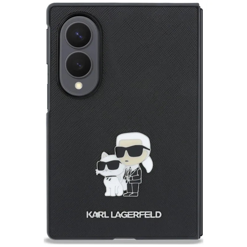 Karl Lagerfeld Saffiano Karl & Choupette Pin - Samsung Galaxy Z Fold 8 dėklas (juodas)