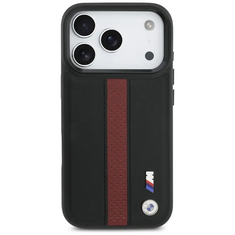BMW M Perforated Stripe Logo MagSafe – iPhone 17 Pro dėklas (raudonas)