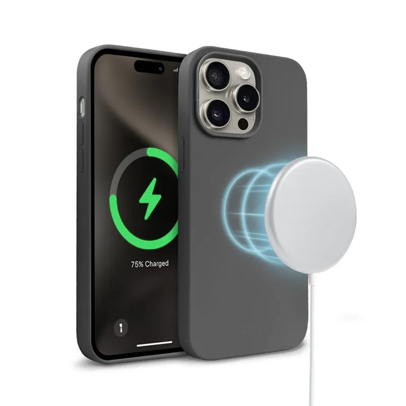 Crong Color Cover Magnetic – apsauginis dėklas „iPhone 15 Pro“ su „MagSafe“ (titano spalvos)