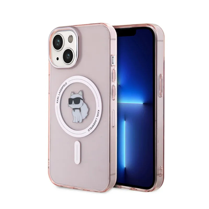 Karl Lagerfeld IML Choupette MagSafe – dėklas iPhone 15 (rožinis)
