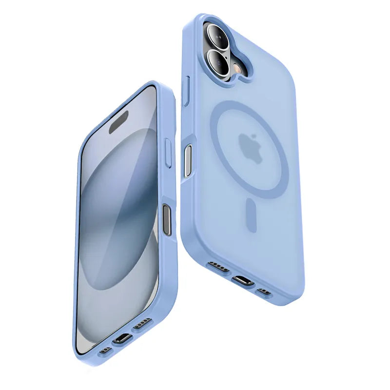 Crong Hybrid Matte Magnetic – MagSafe dėklas iPhone 17 (mėlynas)