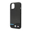 BMW Leather Carbon Blue Line – dėklas iPhone 14 Plus (juodas)