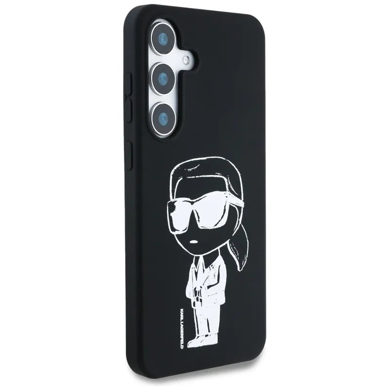 Karl Lagerfeld Silicone Graffiti Ikonik Printed Logo MagSafe dėklas Samsung Galaxy S25 (juodas)