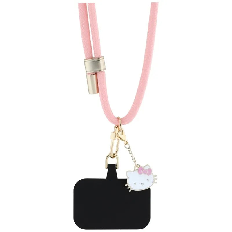 Hello Kitty Patch & Kitty Head Charm – universalus telefono dirželis / virvelė (rožinė)