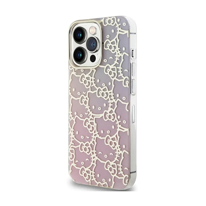Hello Kitty IML Gradient Electrop Crowded Kitty Head – dėklas iPhone 15 Pro (rožinis)