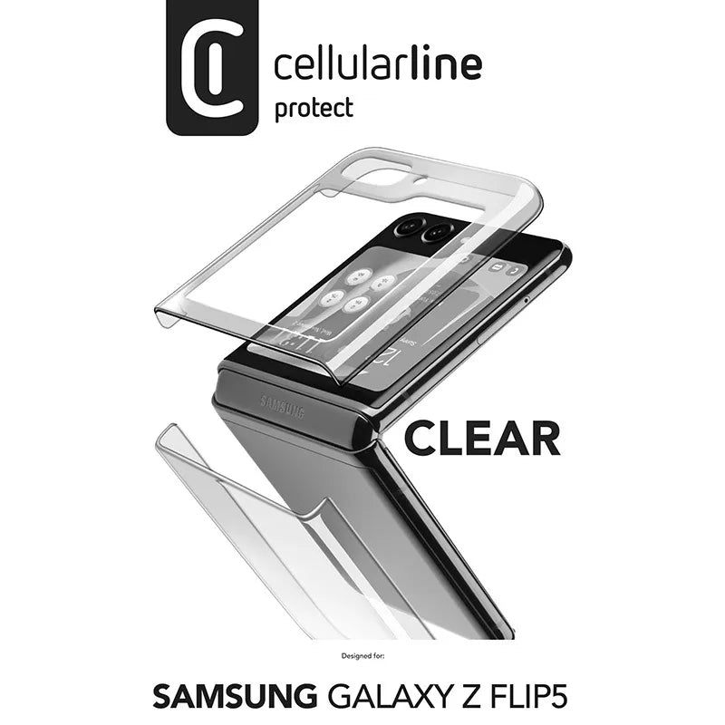 Cellularline Clear Case – Samsung Galaxy Z Flip 5 dėklas (skaidrus)