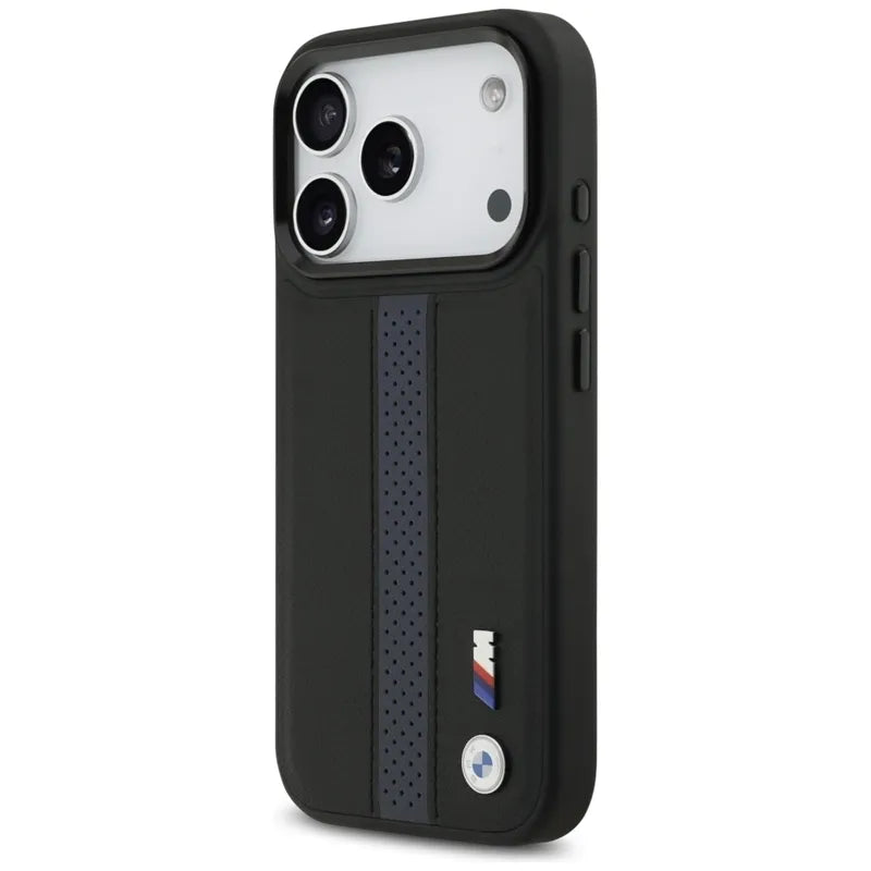 BMW M Perforated Stripe Logo MagSafe – Dėklas iPhone 17 Pro (mėlynas)