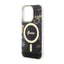 Guess Golden Marble MagSafe – Dėklas, skirtas iPhone 14 Pro Max (juodas)