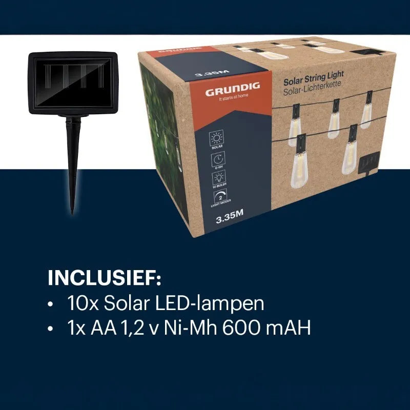 Grundig – saulės energija maitinamos LED sodo lemputės 3,35 m