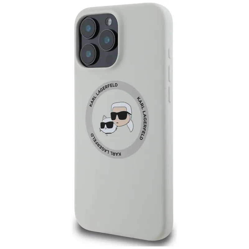 Karl Lagerfeld Silicone Double Heads And Circle MagSafe – dėklas iPhone 16 Pro (smėlio spalvos)