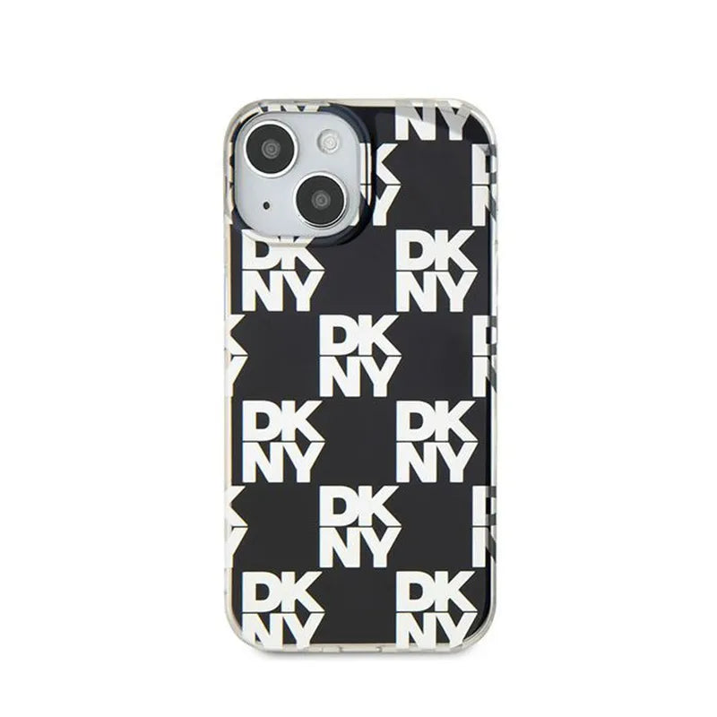 DKNY IML Checkered Mono Pattern – dėklas iPhone 15 / 14 / 13 (juodas)