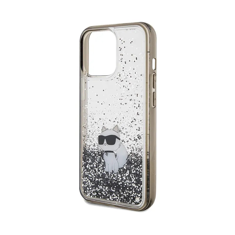 Karl Lagerfeld Liquid Glitter Choupette – dėklas iPhone 13 Pro (skaidrus)