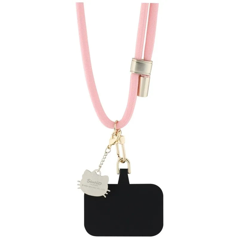Hello Kitty Patch & Kitty Head Charm – universalus telefono dirželis / virvelė (rožinė)