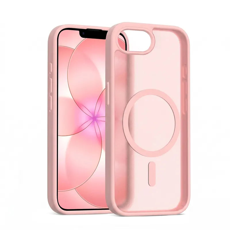 Crong Hybrid Matte Magnetic – MagSafe dėklas iPhone 17e / 16e (rožinis)
