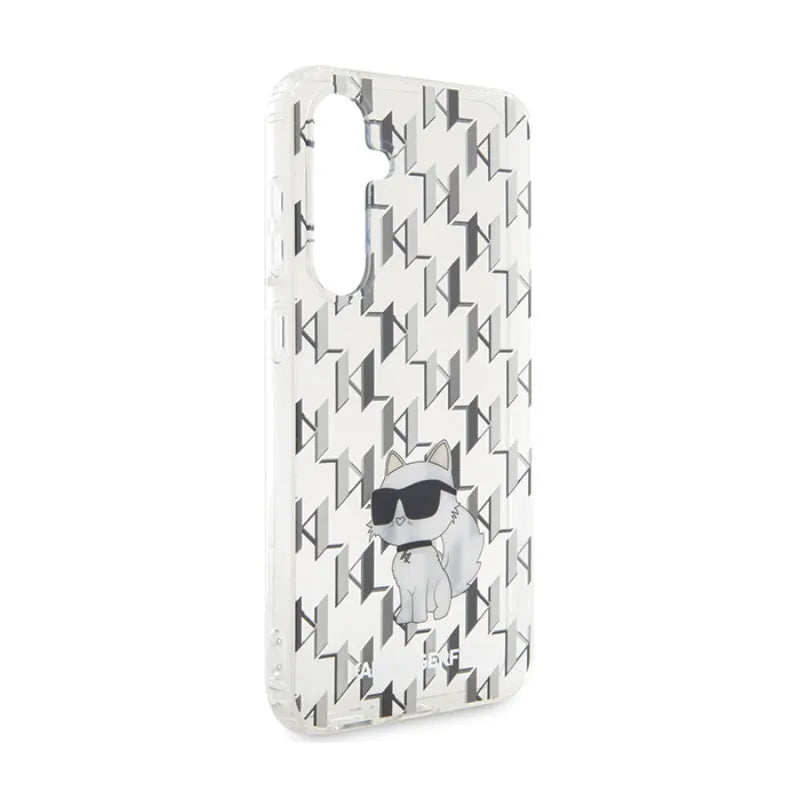 Karl Lagerfeld Monogram Choupette – dėklas Samsung Galaxy S23 FE (skaidrus)