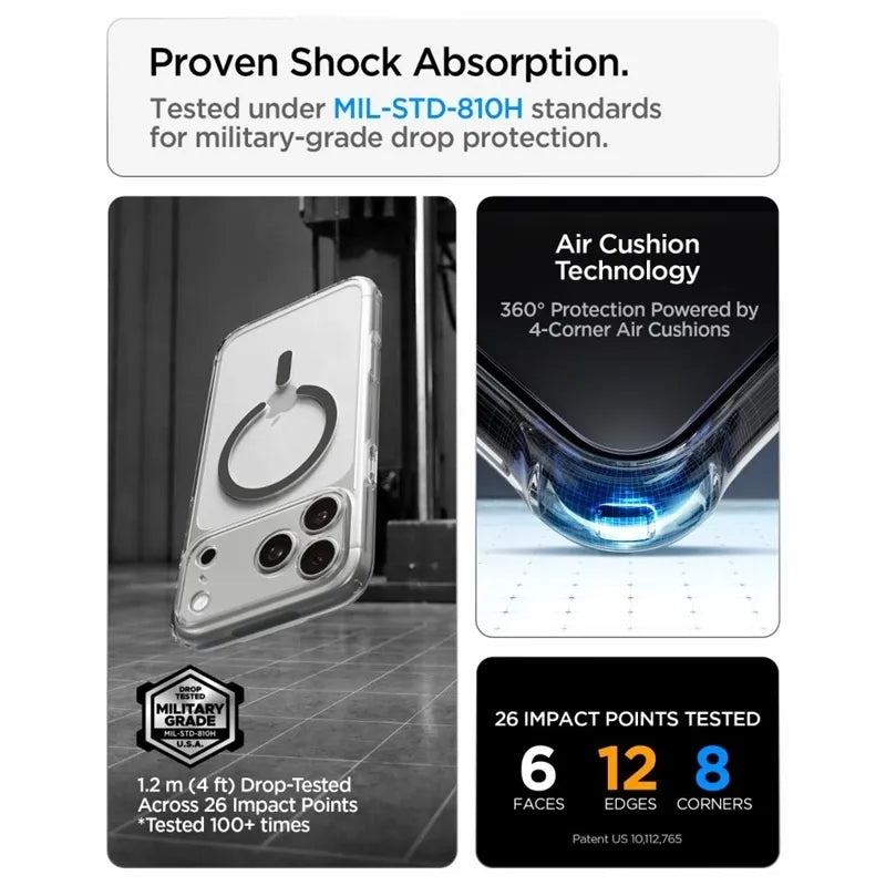 Spigen Ultra Hybrid Mag MagSafe – dėklas, skirtas iPhone 18 Pro Max / 17 Pro Max (skaidrus / grafito spalvos)