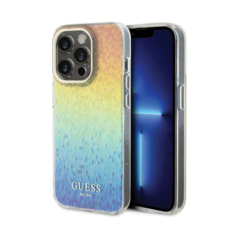 Guess IML Faceted Mirror Disco Iridescent - dėklas iPhone 14 Pro Max (vaivorykštinis)