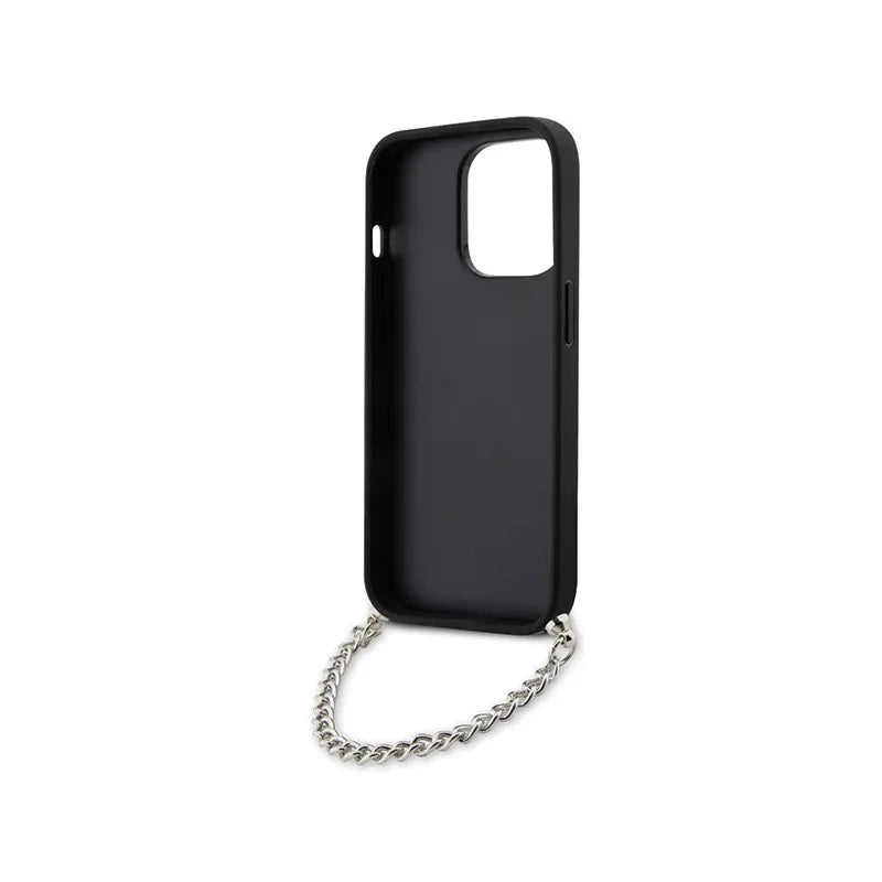 Karl Lagerfeld Saffiano Monogram Chain – dėklas, skirtas iPhone 14 Pro (sidabrinis)