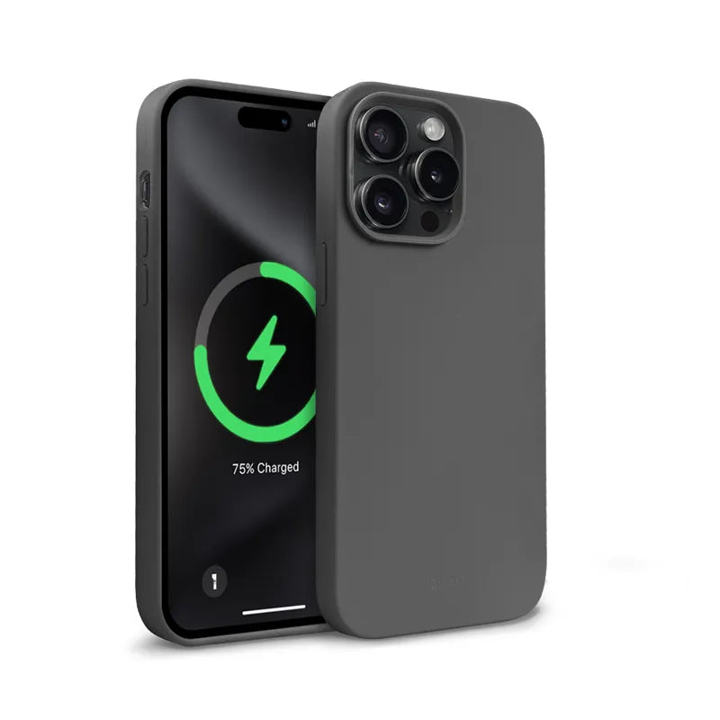 Crong Color Cover Magnetic – apsauginis dėklas „iPhone 15 Pro“ su „MagSafe“ (titano spalvos)