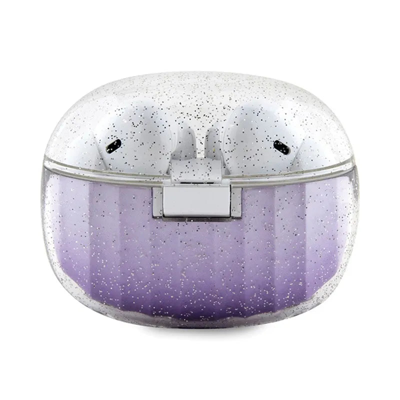 Guess Glitter Gradient – TWS „Bluetooth“ ausinės + įkrovimo dėklas (violetinės)