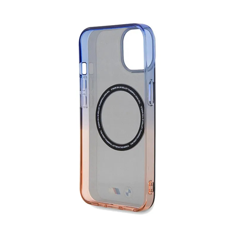 BMW Gradient Bumper MagSafe dėklas skirtas iPhone 15 Plus (pilkas)