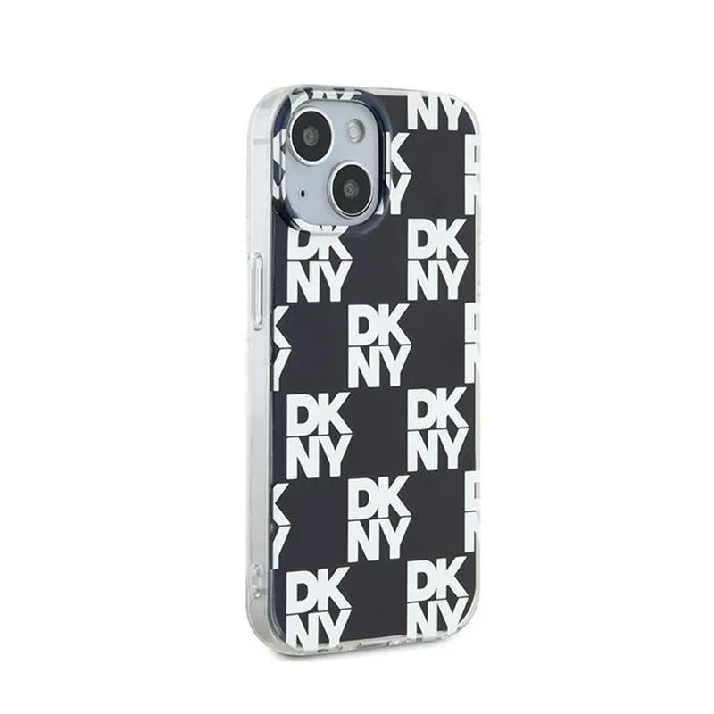 DKNY IML Checkered Mono Pattern – dėklas iPhone 15 / 14 / 13 (juodas)