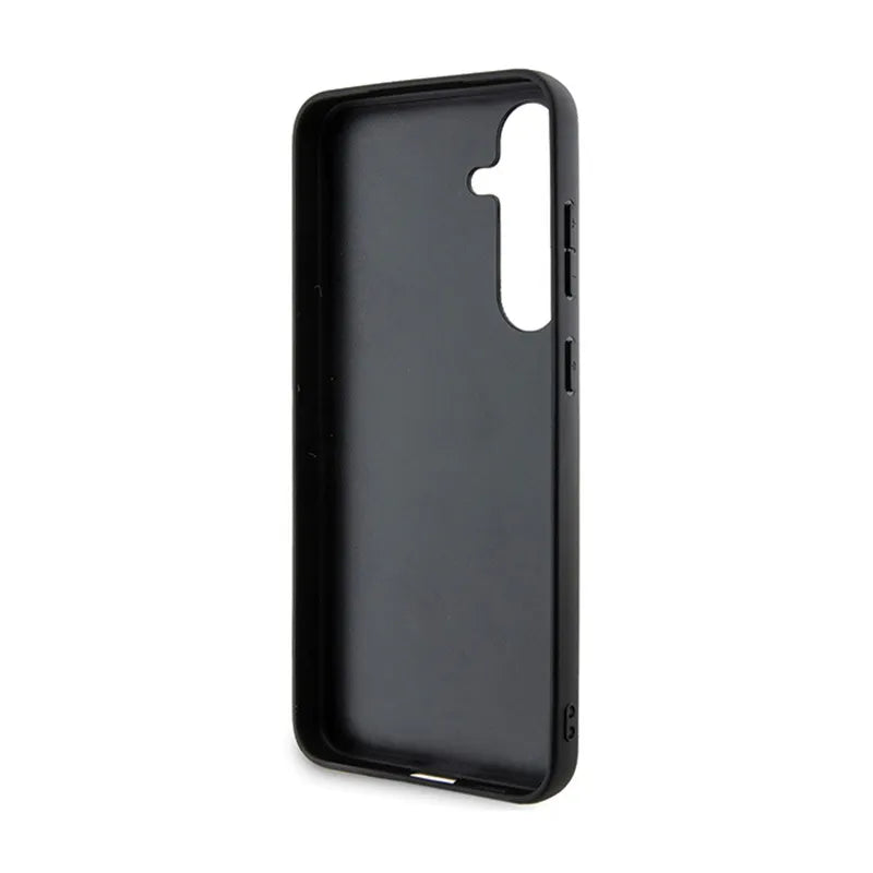 BMW Leather Half Textured & Circle MagSafe dėklas Samsung Galaxy S24+ telefonui (juodas)