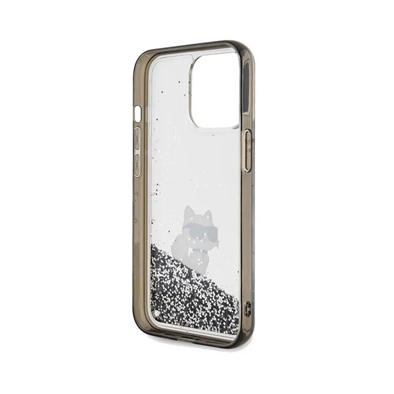 Karl Lagerfeld Liquid Glitter Choupette – dėklas iPhone 13 Pro (skaidrus)