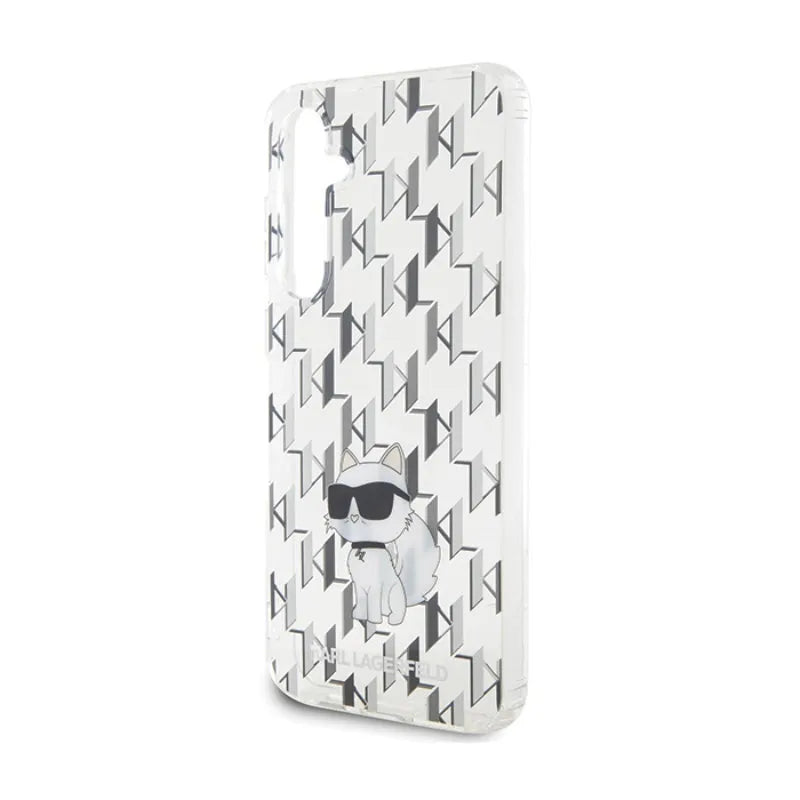 Karl Lagerfeld Monogram Choupette – dėklas Samsung Galaxy S23 FE (skaidrus)