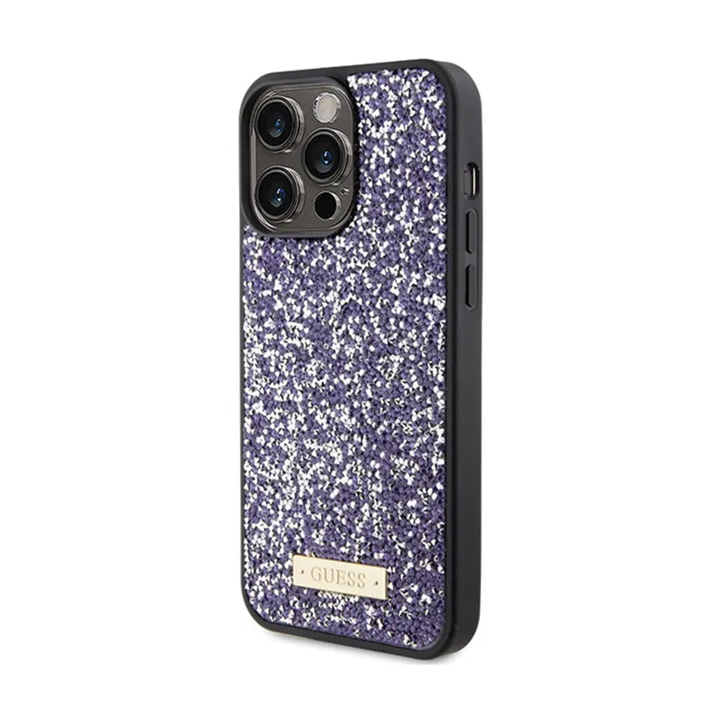 Guess Rhinestone Metal Logo - dėklas iPhone 15 Pro (rožinis)