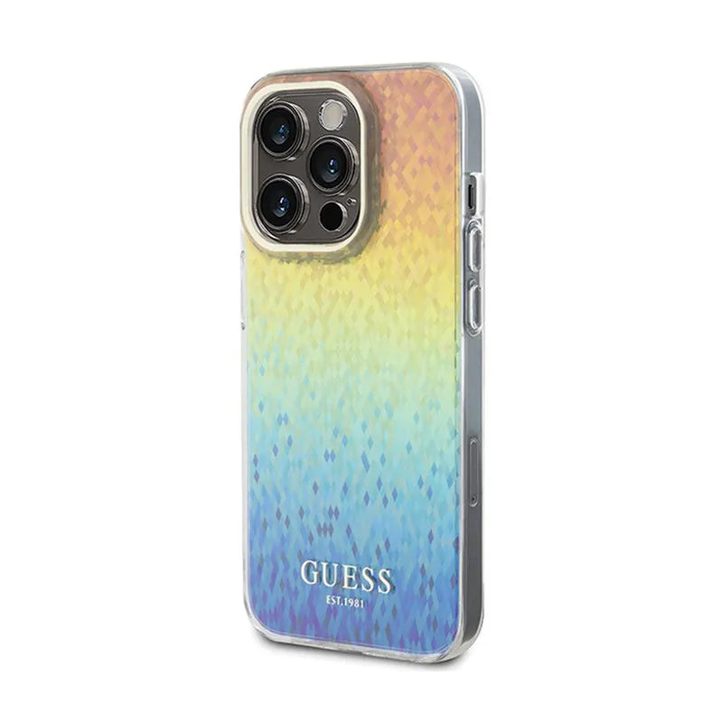 Guess IML Faceted Mirror Disco Iridescent - dėklas iPhone 14 Pro Max (vaivorykštinis)