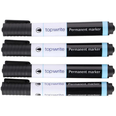 Topwrite – nuolatinis žymeklis, 4 vnt. (juodas)