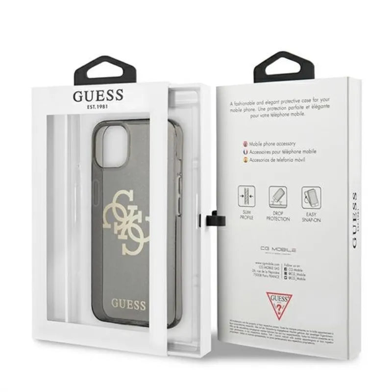 Guess Glitter 4G Big Logo dėklas iPhone 13 mini (juodas)