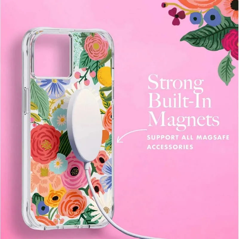 Rifle Paper Clear MagSafe – Dėklas iPhone 14 Plus (Garden Party Blush)
