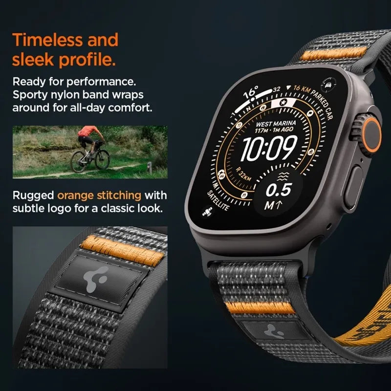 Spigen Athlex Air 2 – Apple Watch dirželis 44/45/46/49 mm (Active Black / Orange)