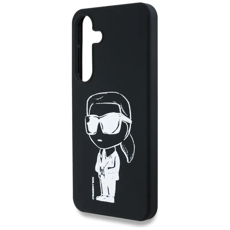 Karl Lagerfeld Silicone Graffiti Ikonik Printed Logo MagSafe dėklas Samsung Galaxy S25 (juodas)