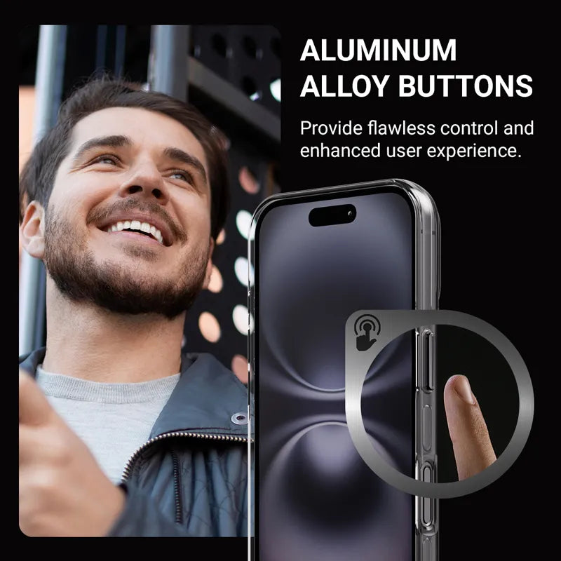 Crong Clear MAG Pro – iPhone 16 MagSafe dėklas (juodas)